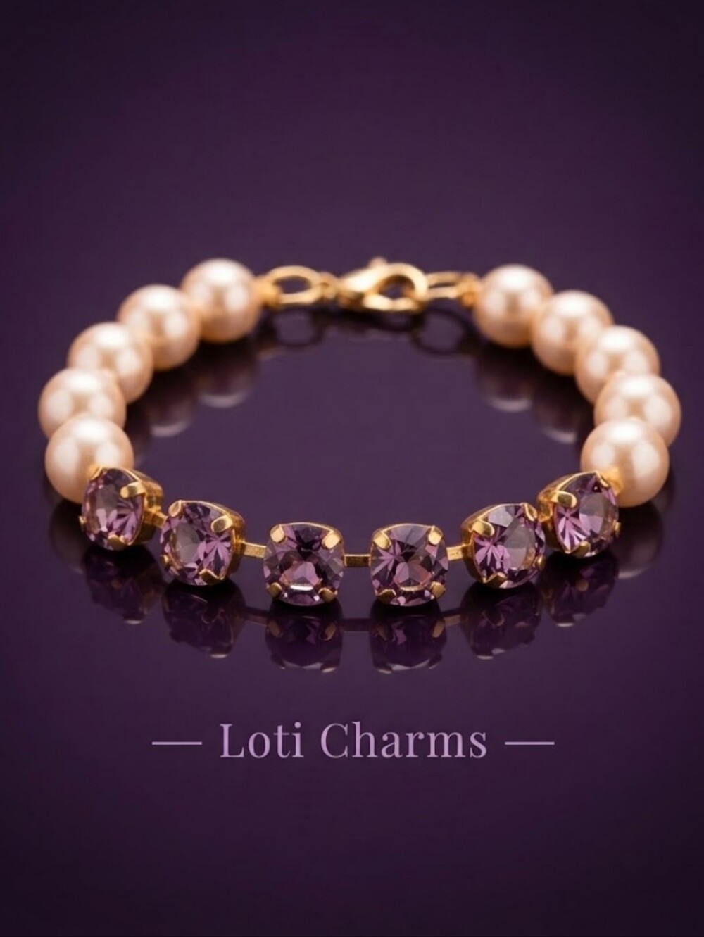 10.5 Total Carats  Amethyst & White Baroque Pearls In Gold Plated  Bracelet